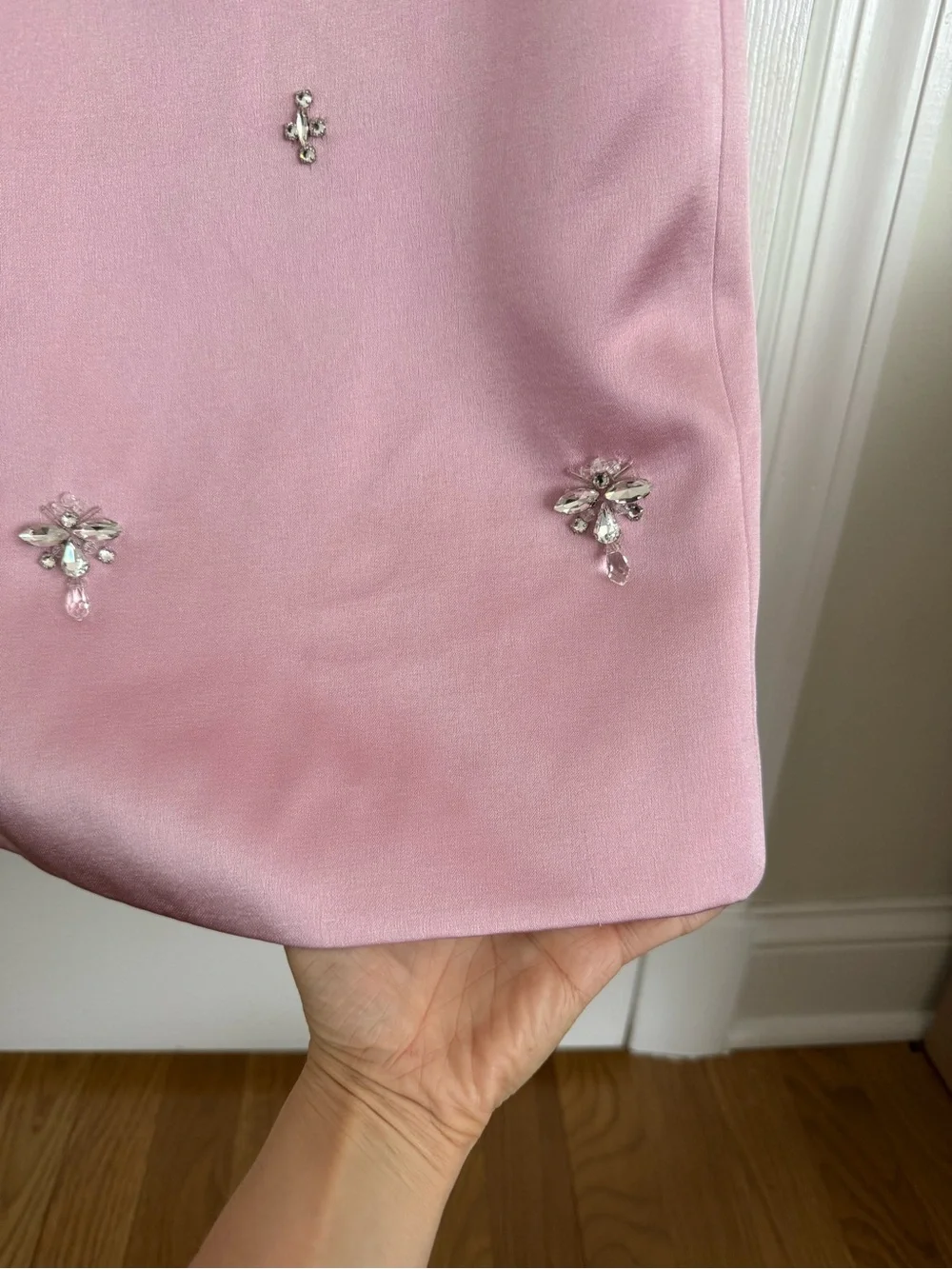 Retrofete Elise Strapless Crystal Embellished Satin Gown Pink NEW with tags - Picture 8 of 16